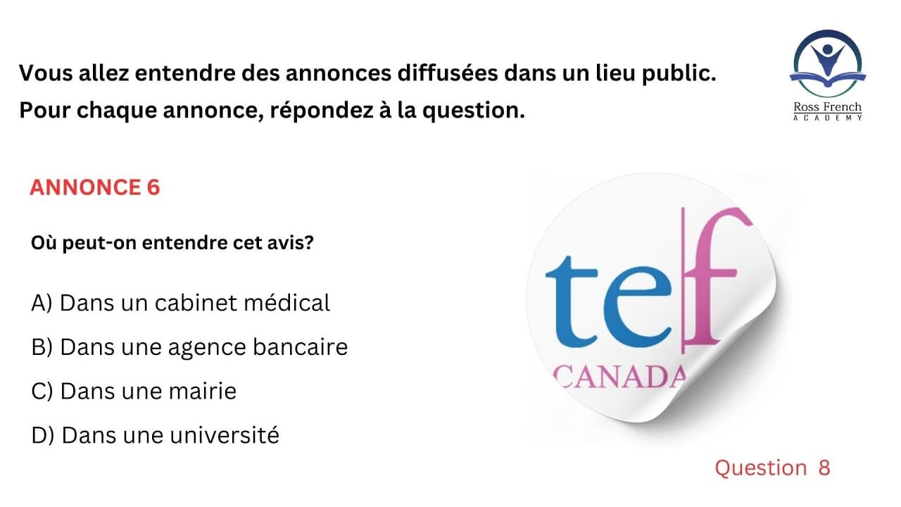TEF Canada Exam - Listening Test | Compréhension orale | Practice Test | A1 to B2 l 2025