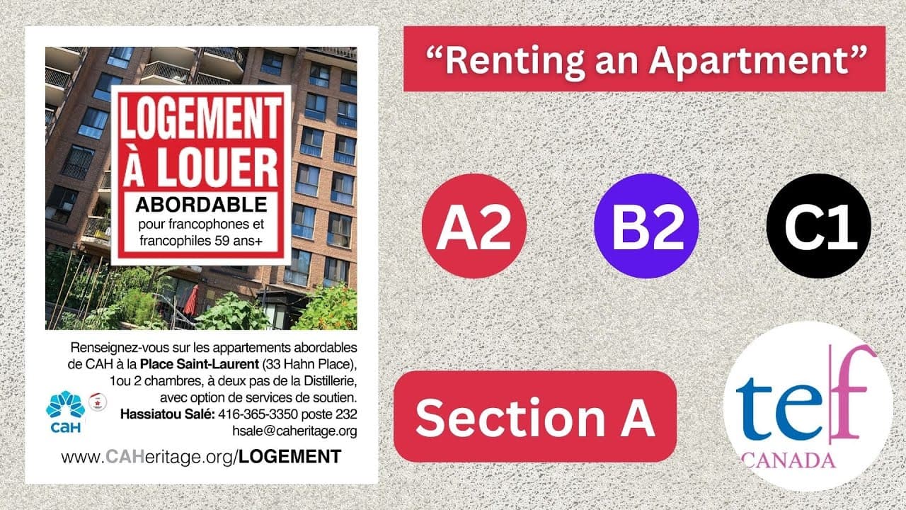 TEF Expression Orale Section A, Louer un appartement: Questions A2 à C1
