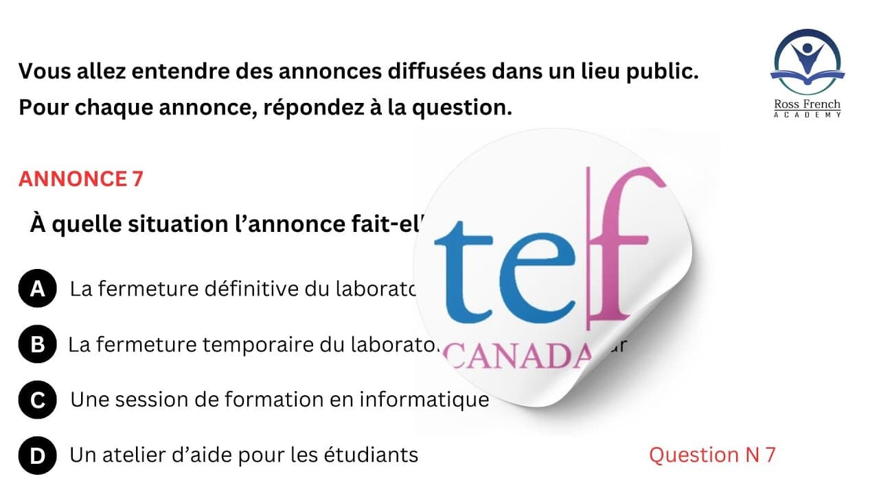 TEF Canada - Listening Test | Compréhension orale | Practice Test | A2 to B1