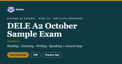 DELE A2 Sample Exam October 2026: Free PDF Practice Test cover