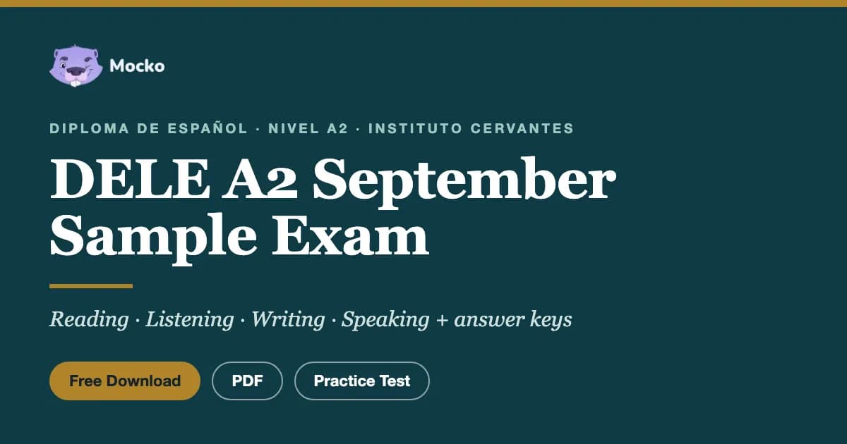 DELE A2 September Sample Exam: Free PDF Practice Test Download