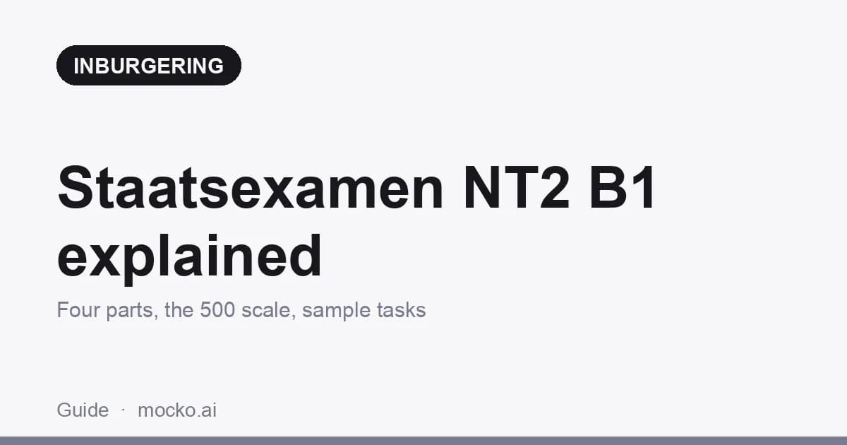 Staatsexamen NT2 B1: Format, Scores and Sample Tasks