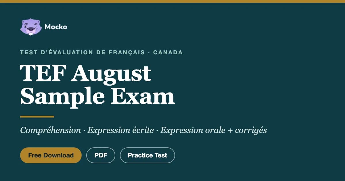 TEF August Sample Exam: Free PDF Practice Test Download