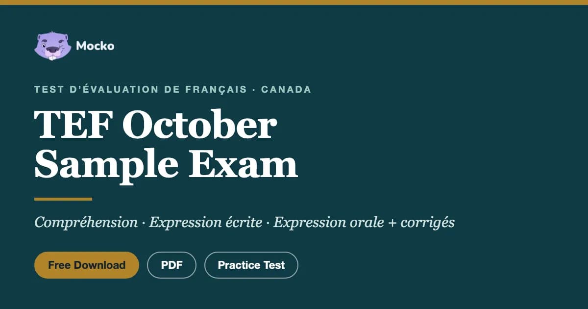TEF Canada Sample Exam October 2026: Free PDF Practice Test