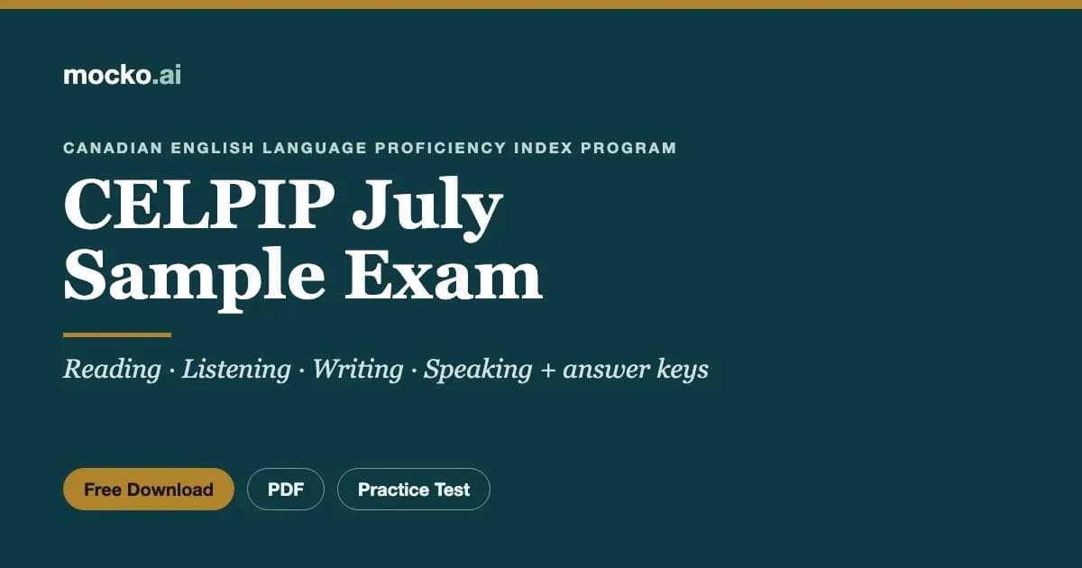CELPIP July Sample Exam – Free PDF Practice Test Download