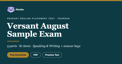Versant August Sample Exam: Free PDF Practice Test Download cover
