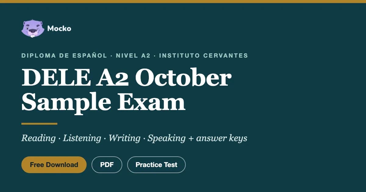 DELE A2 Sample Exam October 2026: Free PDF Practice Test