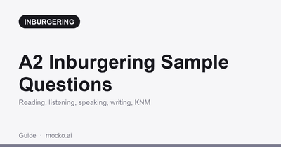 Thumbnail for a guide with original sample questions for every part of the Dutch A2 inburgering exam