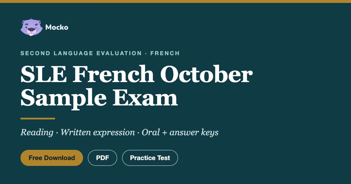 SLE French Sample Test October 2026: Free PDF with Answers