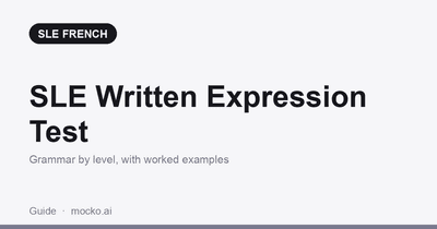 SLE Written Expression Test thumbnail: French grammar by level, with worked examples