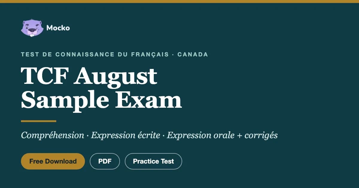 TCF August Sample Exam: Free PDF Practice Test Download
