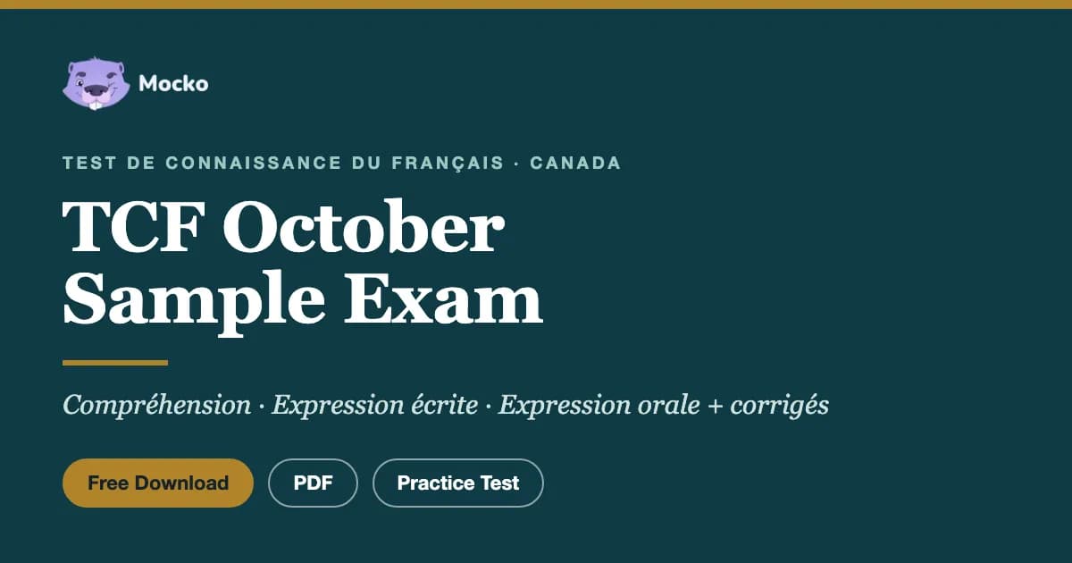 TCF Canada Sample Exam October 2026: Free PDF Practice Test