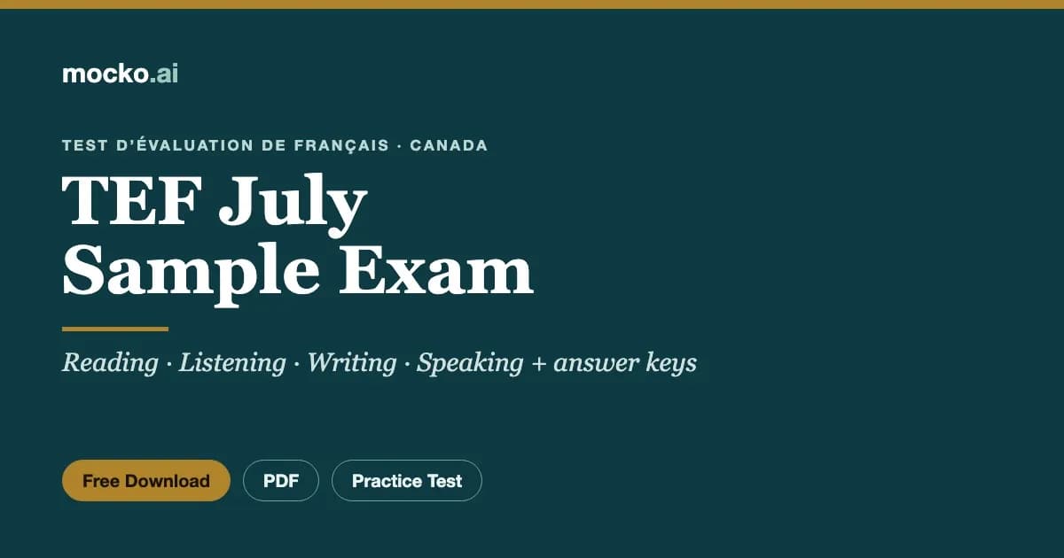 TEF July Sample Exam – Free PDF Practice Test Download