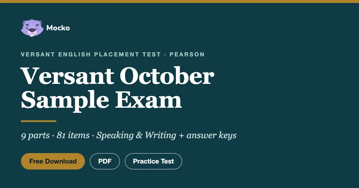 Versant Sample Test October 2026: Free PDF with Answer Keys