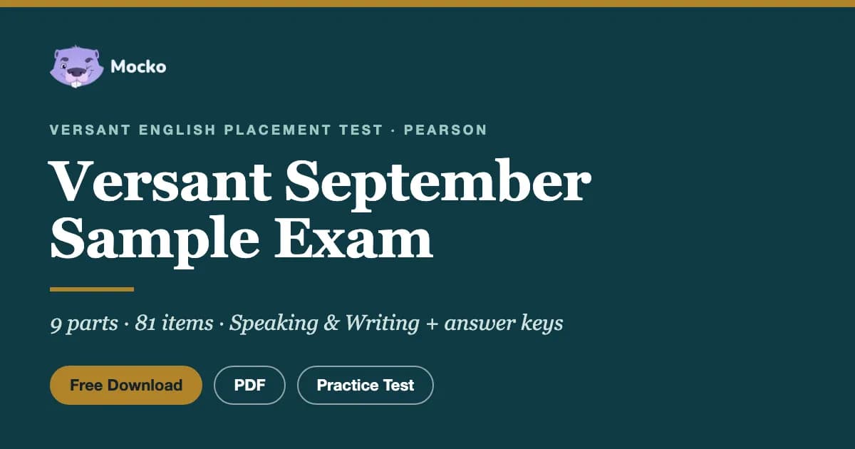 Versant September Sample Exam: Free PDF Practice Test Download